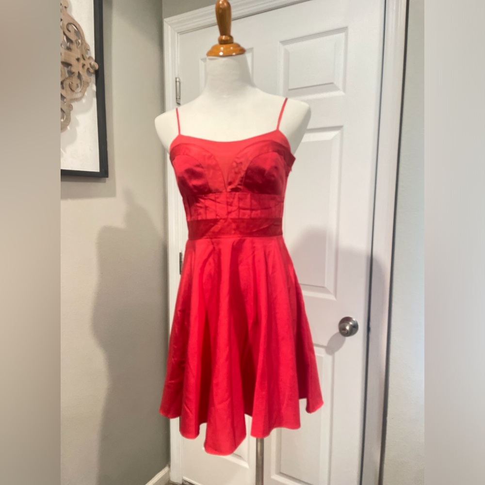 Laundry By Design Spaghetti Strap Silk & Cotton Dress Blush Red Size Petite Sz 6